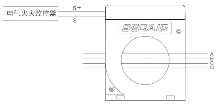 J-SCM41(160)剩余電流式<a href=http://m.gradon.net.cn/dianqihuozai/ target=_blank class=infotextkey>電氣火災監控</a>探測器接線圖